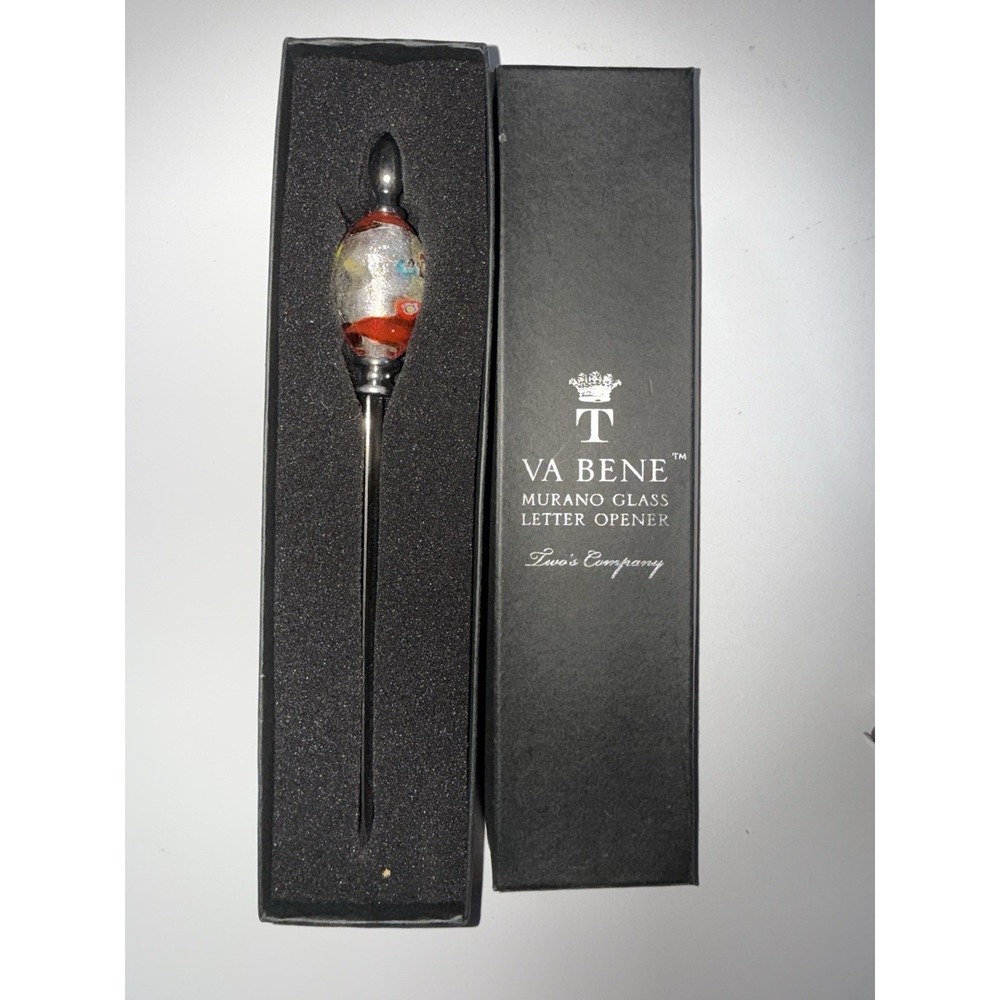 ITALY Murano Glass Art VA BENE Murano Glass Letter Colorful Opener P/Q